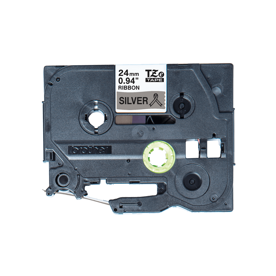 Oriģināla Brother TZe-R951 auduma lentes kasete – melnas drukas sudraba, 24mm plata 2